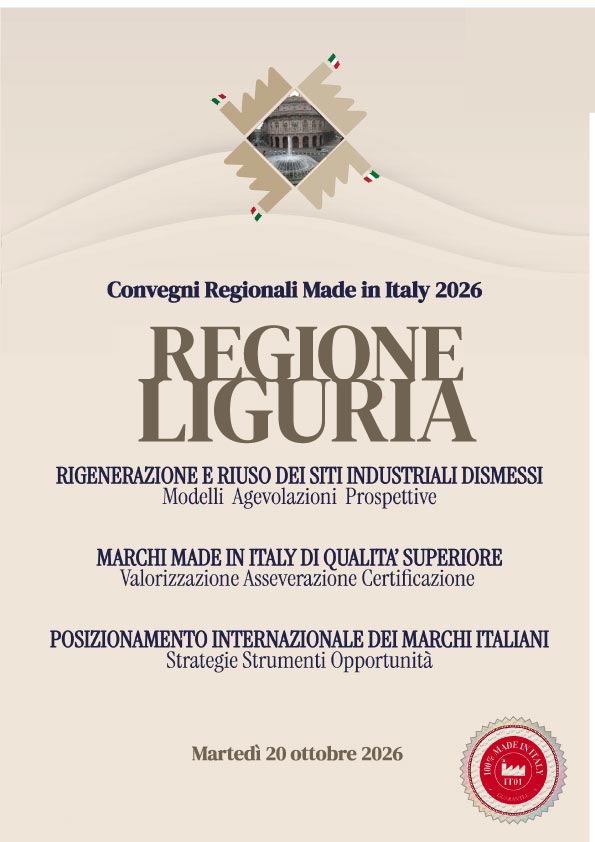 Locandina Convegno Regionale Made in Italy 2026 - Regione Liguria